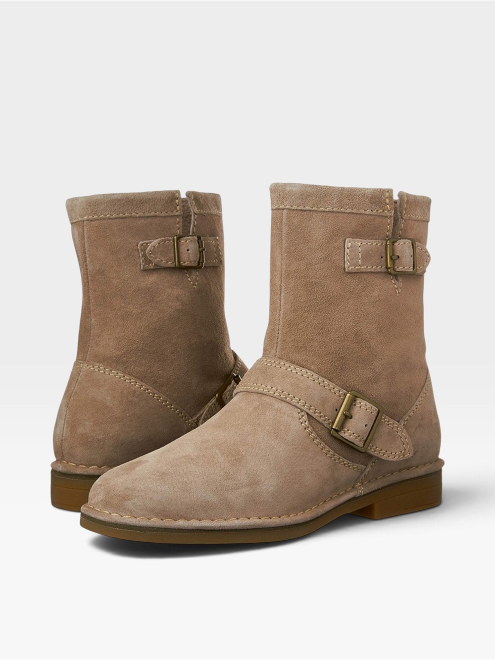 Hush Puppies Aydin Taupe Suede Moto Buckle Ankle Boots Size 9 NEW